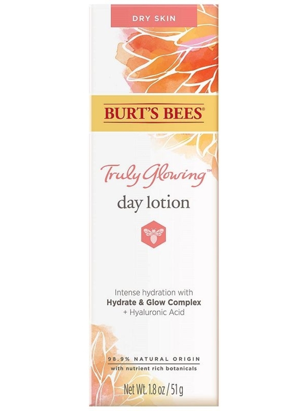 Burt's Bees Truly Glowing Day Lotion — White, Peach, Orange